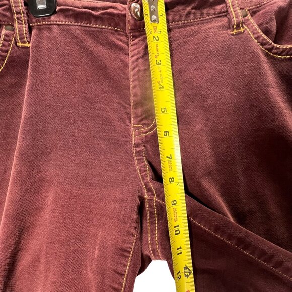CAbi Burgundy Velour Pants 10 Velvet MidRise Straight Leg Rivets Gold Stitching - Picture 12 of 13
